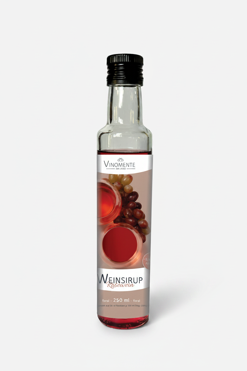 Weinsirup - Roséwein floral - 250ml - Blumige Roséweinnoten für Dessert & Drinks