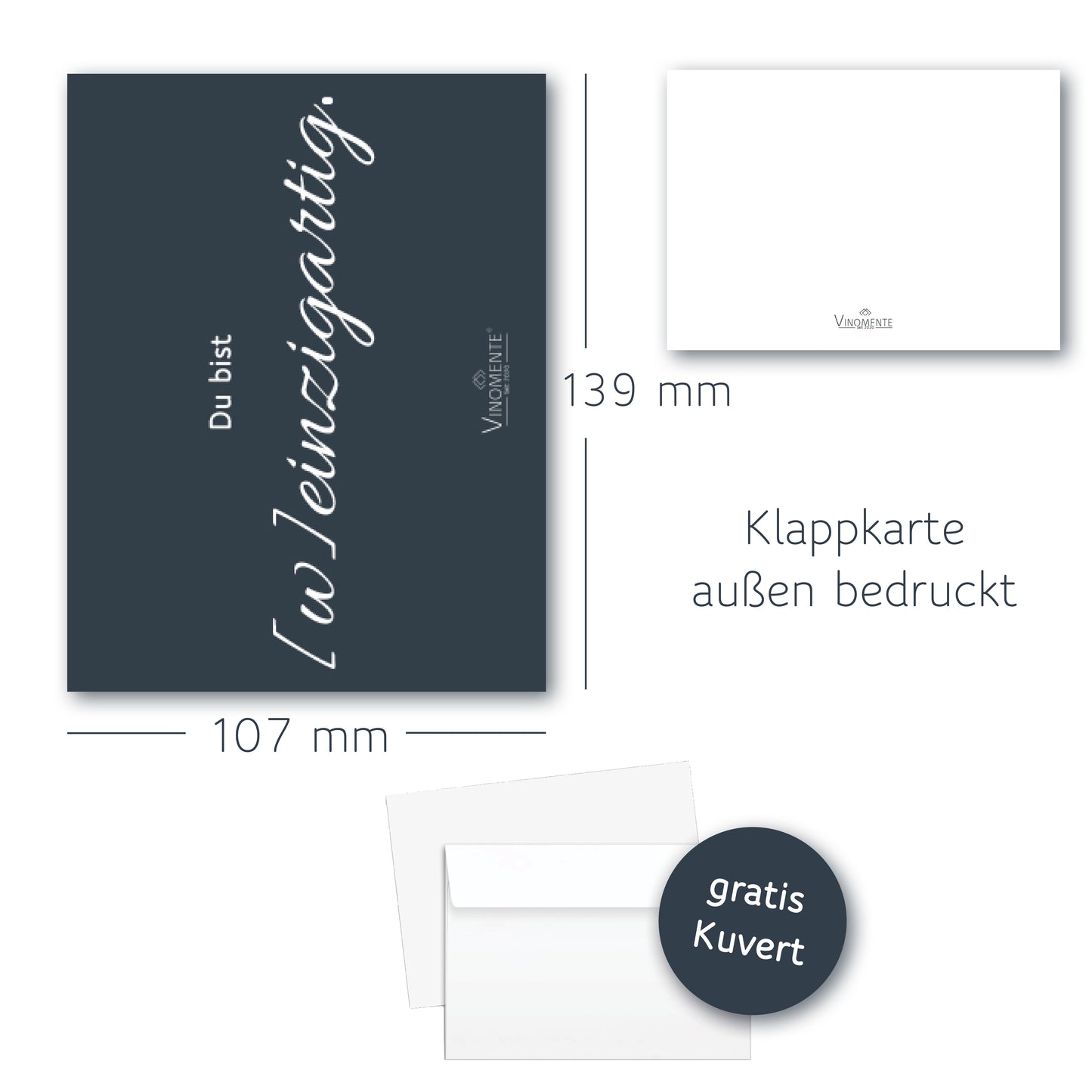 Grußkarte mit Wein-Spruch und gratis Kuvert - verschiedene Motive