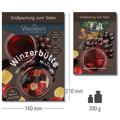 BigPack Weingummi - Winzerbütte als Großpackung - Weingeschenk und Geschenk für Weinliebhaber, Vinomente ist eine Marke der W&S Wine & Sweets GmbH, Hersteller von Weingummi mit Wein, laktosefrei, glutenfrei  ohne Gelatine