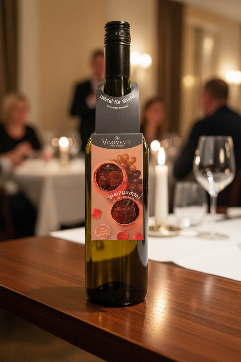 Flaschenanhänger - Weingummi mit 10% Roséwein - 50g - Geschenk-Upgrade