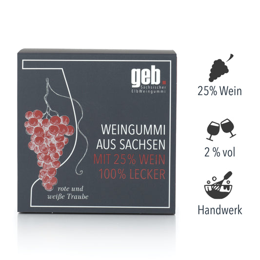 Weingummi mit 25% Wein – Rote & Weiße Traube - 200g - Weingeschenk