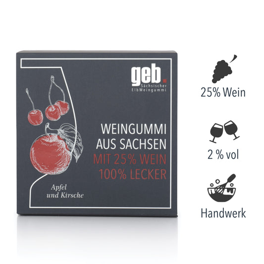 Weingummi mit 25% Wein – Apfel & Kirsche - 200g - Weingeschenk