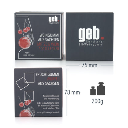 Weingummi mit 25% Wein – Apfel & Kirsche - 200g - Weingeschenk