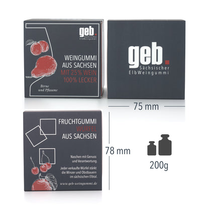 Weingummi mit 25% Wein – Birne & Pflaume - 200g - Weingeschenk