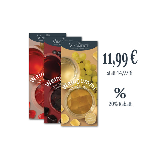 Weingummi-Bundle - 3 x 150g - Weingeschenk, Gastgeschenk, Mitbringsel