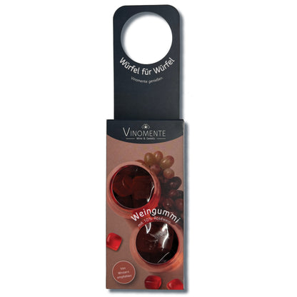 Weingummi mit Rosewein, Flaschenanhänger als Geschenk-Upgrade für Weinflaschen, Weingeschenk und Geschenk für Weinliebhaber, Gastgeschenk unter 5 €, Vinomente ist eine Marke der W&S Wine & Sweets GmbH, Hersteller von Weingummi mit Wein, laktosefrei, glutenfrei  ohne Gelatine