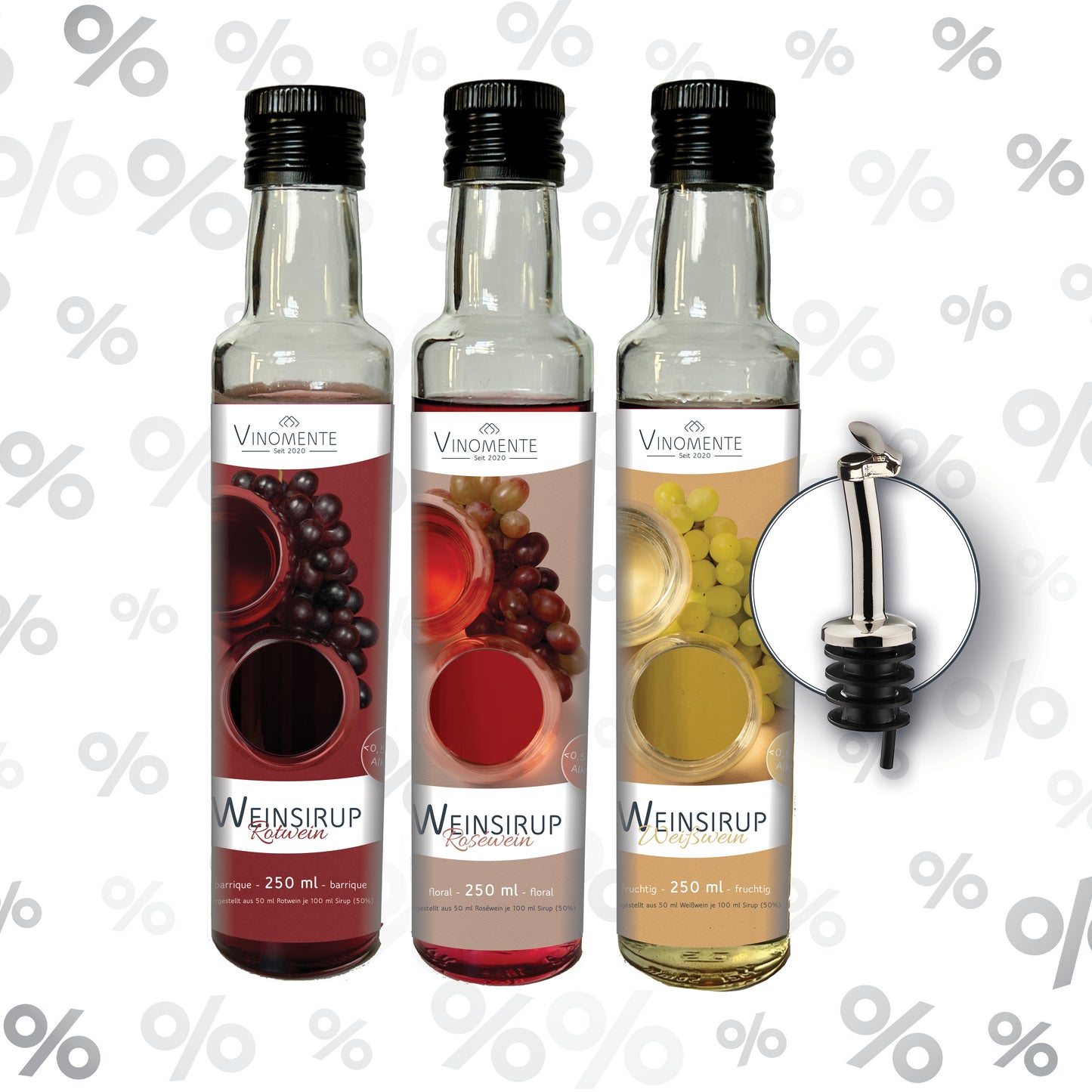 Weinsirup-Set: 6 Flaschen inkl. gratis Ausgießer