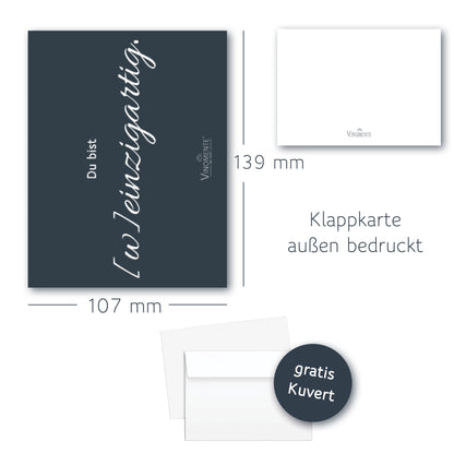 Grußkarte mit Wein-Spruch und gratis Kuvert - verschiedene Motive