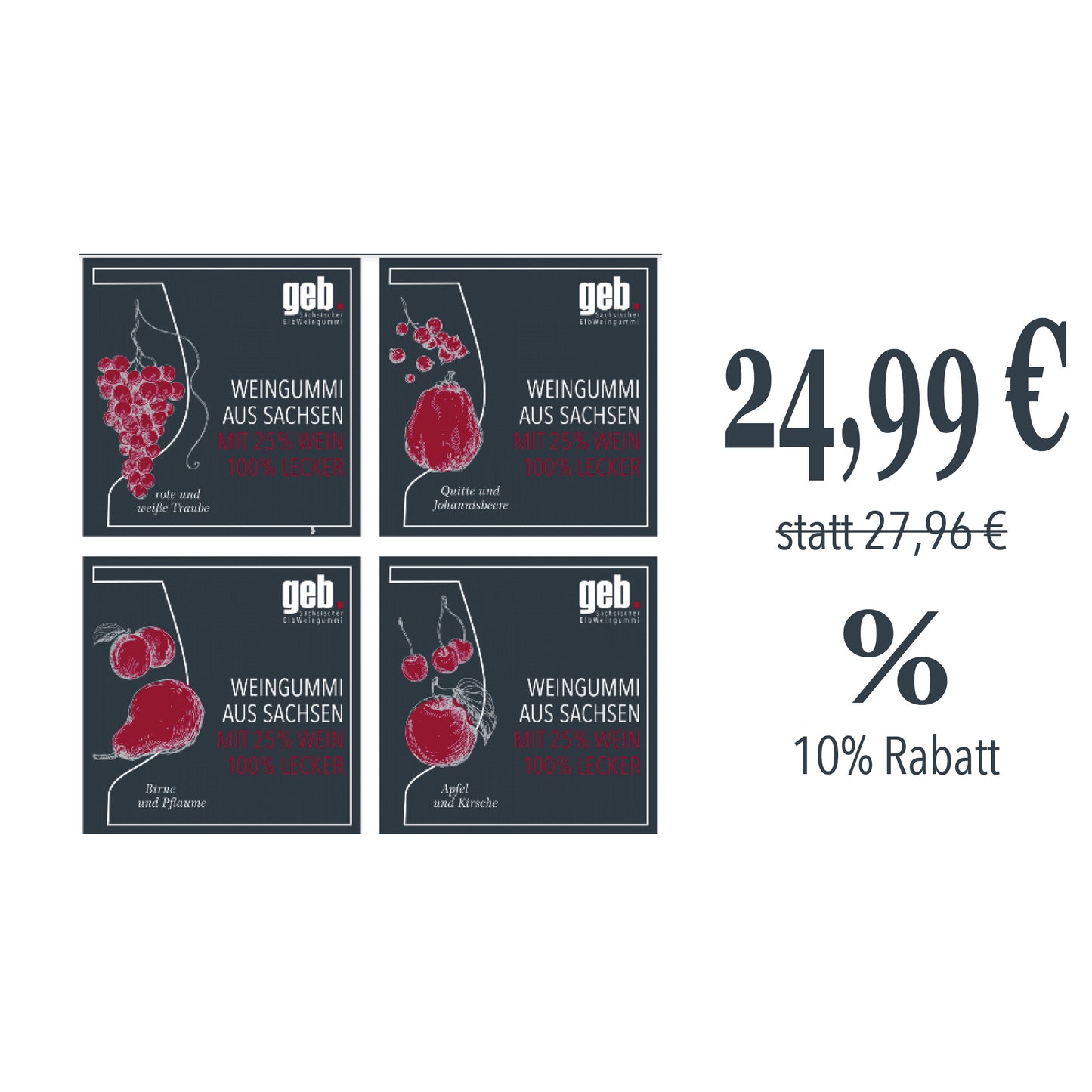 Weingummi mit 25% Wein - ElbWeingummi Quartett