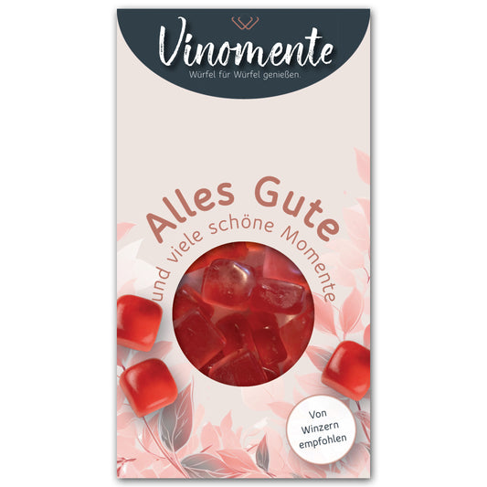 Glückwunsch-Mini Weingummi Rosé Roséwein, Alles Gute, Weingeschenk, Geschenk für Weinliebhaber, Gastgeschenk,  Vinomente - eine Marke der W&S Wine & Sweets GmbH
