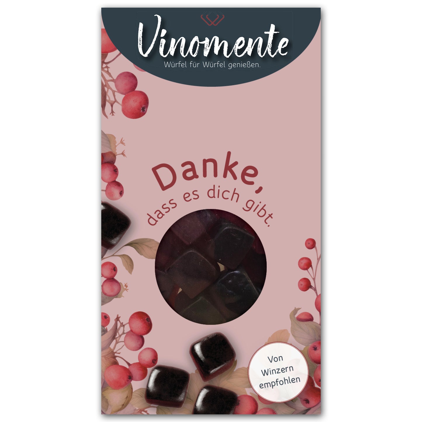 Glückwunsch-Mini Weingummi Rotwein, Danke, Weingeschenk, Geschenk für Weinliebhaber, Gastgeschenk,  Vinomente - eine Marke der W&S Wine & Sweets GmbH