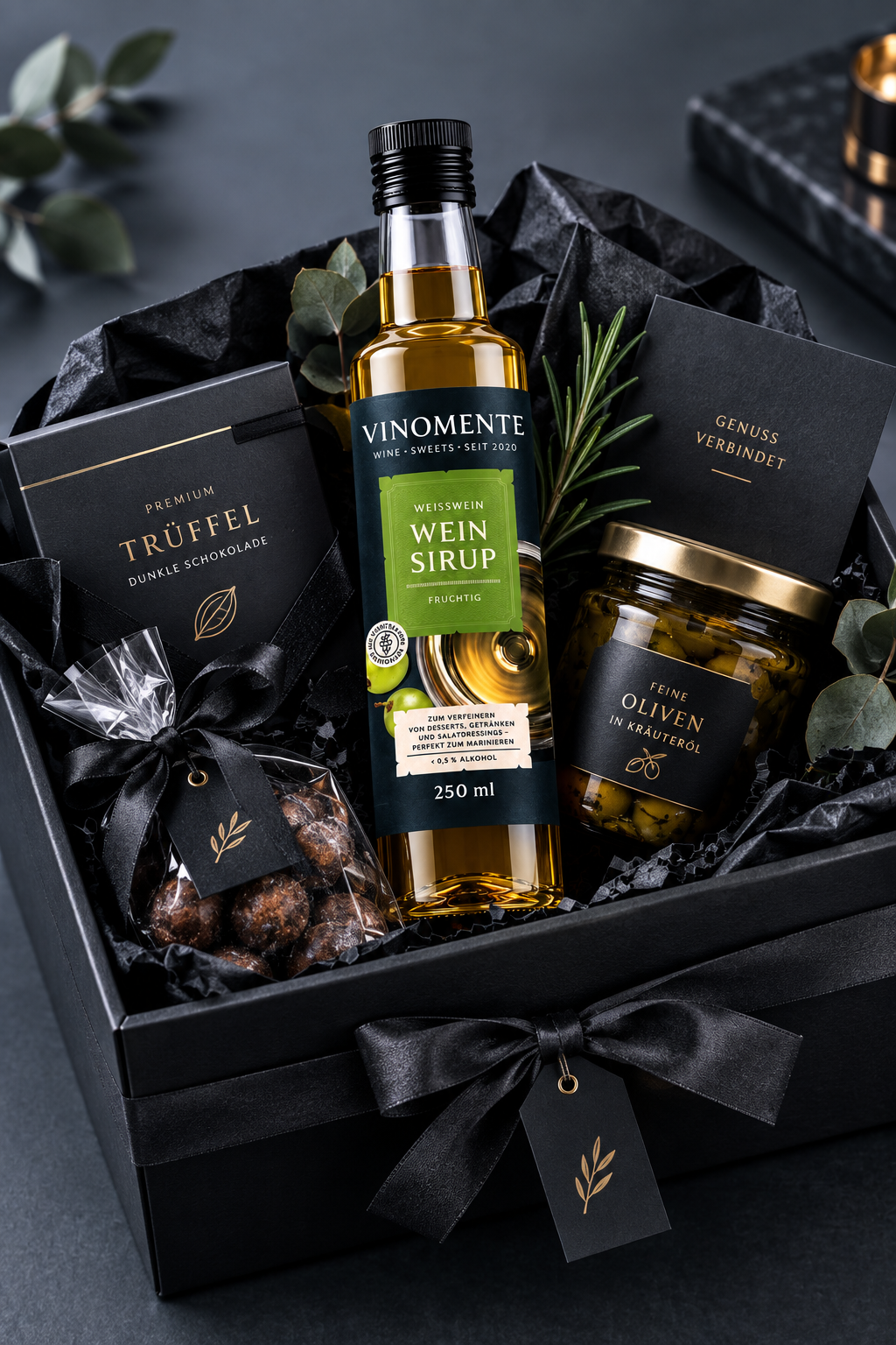 Vinomente, Weinsirup, Weißwein, 250ml, zum Marinieren und Verfeinern von Desserts, Salaten und Getränken. Eine Marke der W&S Wine & Sweets GmbH