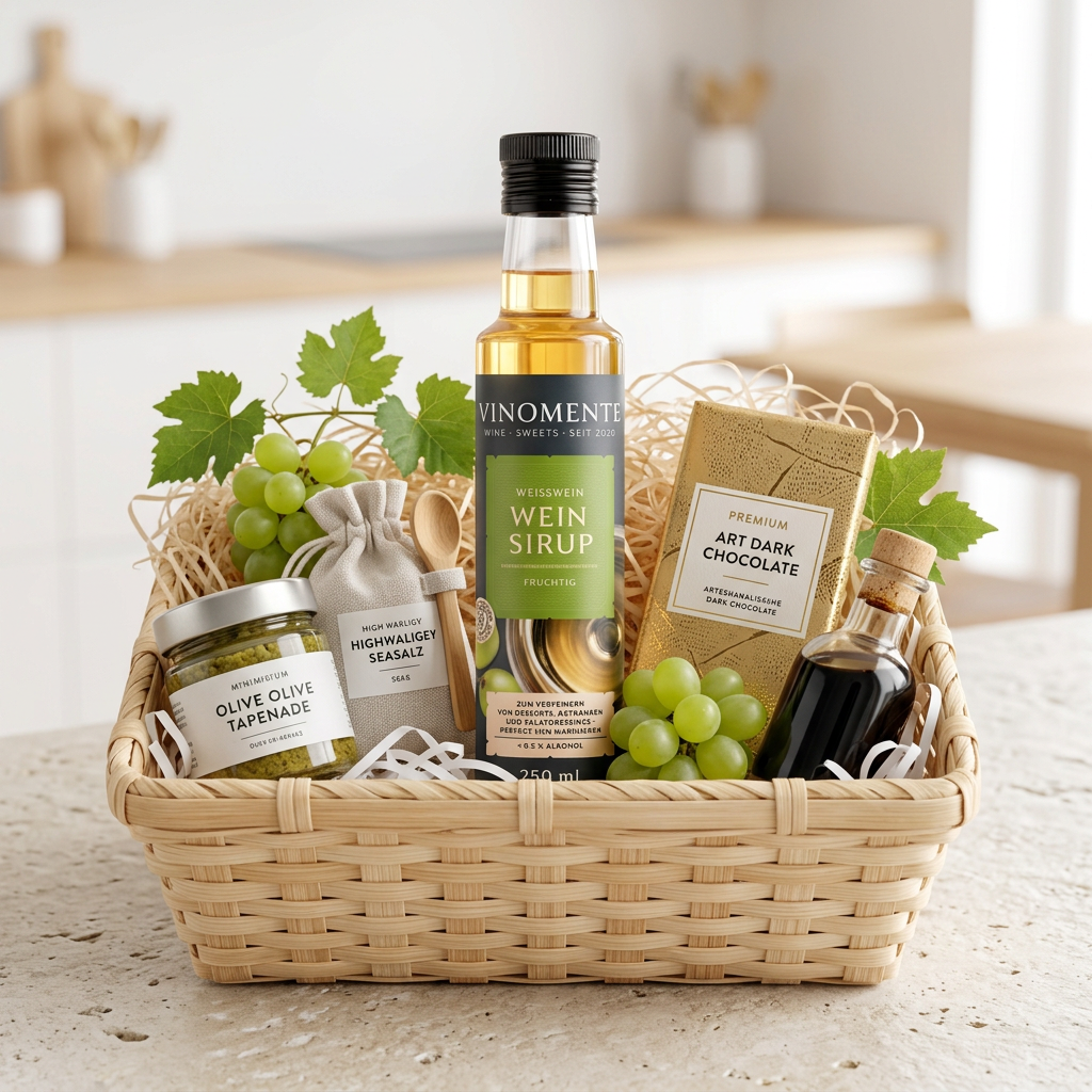 Vinomente, Weinsirup, Weißwein, 250ml, zum Marinieren und Verfeinern von Desserts, Salaten und Getränken. Eine Marke der W&S Wine & Sweets GmbH