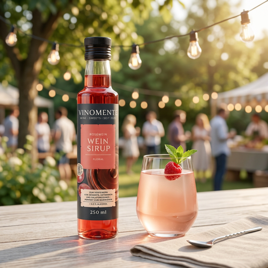 Vinomente, Weinsirup, Roséwein, 250ml, zum Marinieren und Verfeinern von Desserts, Salaten und Getränken. Eine Marke der W&S Wine & Sweets GmbH