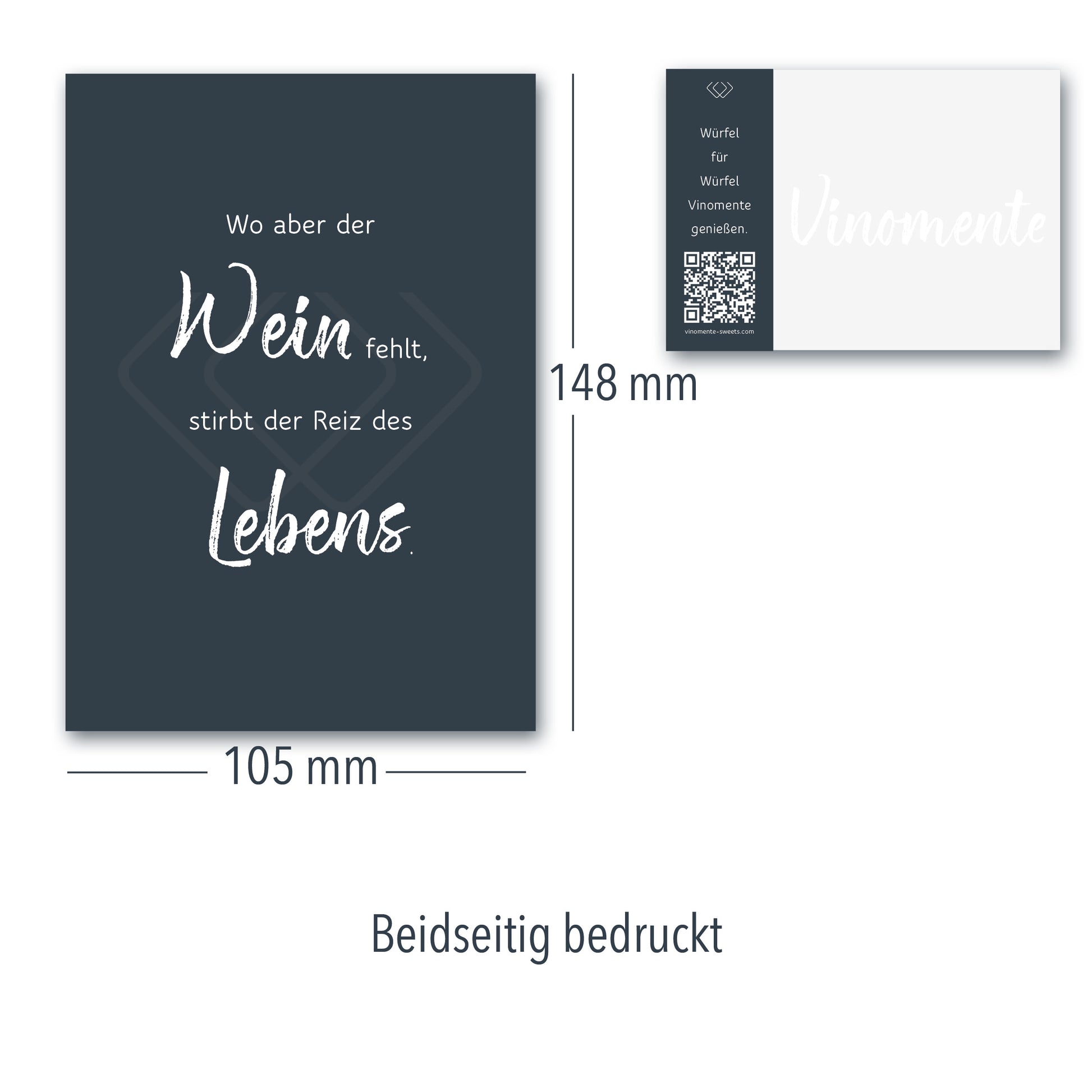 Karte mit Weinspruch, Weingummi in Rotwein, Weißwein und Rosé, Weingeschenk, Geschenk für Weinliebhaber, Vinomente - eine Marke der W&S Wine & Sweets GmbH