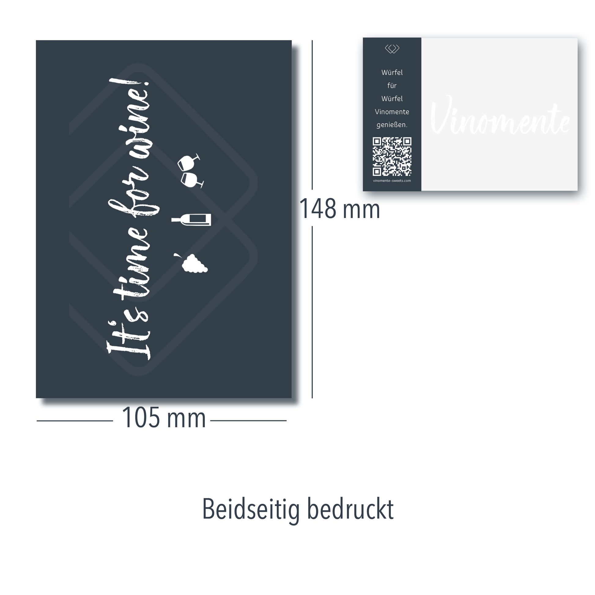 Karte mit Weinspruch, Weingummi in Rotwein, Weißwein und Rosé, Weingeschenk, Geschenk für Weinliebhaber, Vinomente - eine Marke der W&S Wine & Sweets GmbH